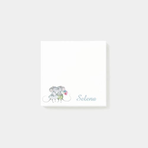 Personalized Blue Girl Boy Mouse Flower Post_it Notes