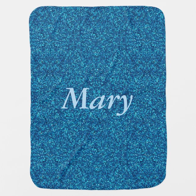 Personalized Blue Glitter Baby Blanket (Front)