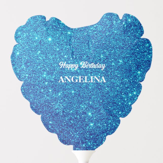Personalized Blue Glitter Balloon (Front)