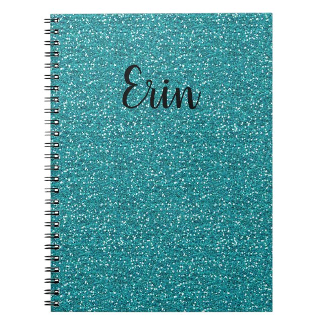 Personalized Blue Glitter Notebook (Front)