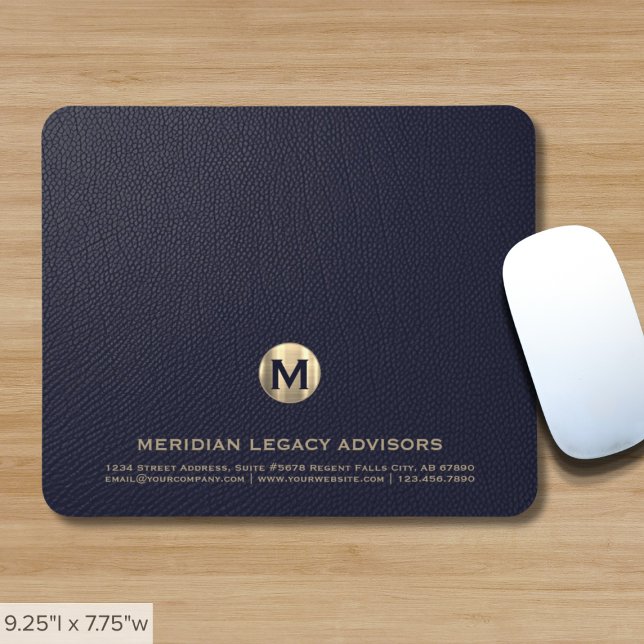 Personalized Blue Gold Business Monogram Mouse Pad (Creator Uploaded)