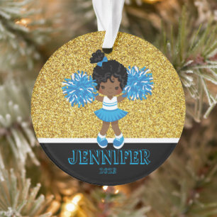 Personalized Blue & Gold Cheerleading Ornament 