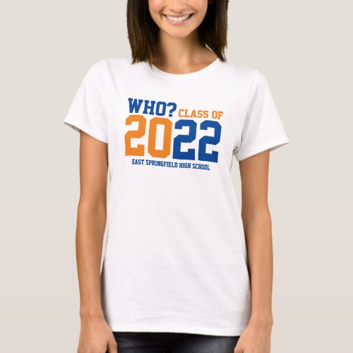 Personalized Blue Gold Colors Class 2022 T_Shirt