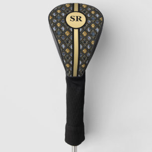 Personalized Blue & Gold Elegant Golf Head Cover