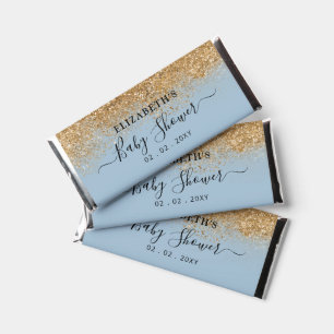 Personalized Blue Gold Glitter Boy Baby Shower Hershey Bar Favors