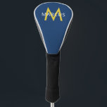 Personalized Blue Gold Name on Modern Driver Golf Head Cover<br><div class="desc">Personalized Name and Initial Letter custom printed on a Golf Club Driver Cover with a Monogram in a modern classic sans serif font in navy blue and maize gold or yellow to match your favorite colors, or favorite sports team or university college or school colors. Custom Driver Covers are great...</div>