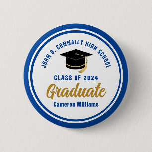 Personalized Blue Graduate 2026 Graduation Party Button