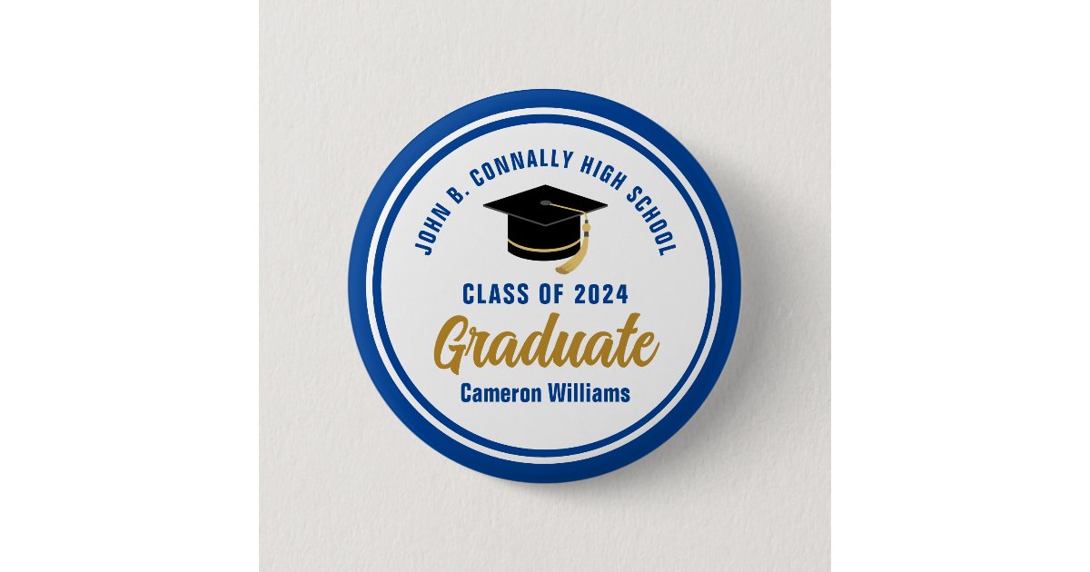 Personalized Blue Graduate 2026 Graduation Party Button | Zazzle