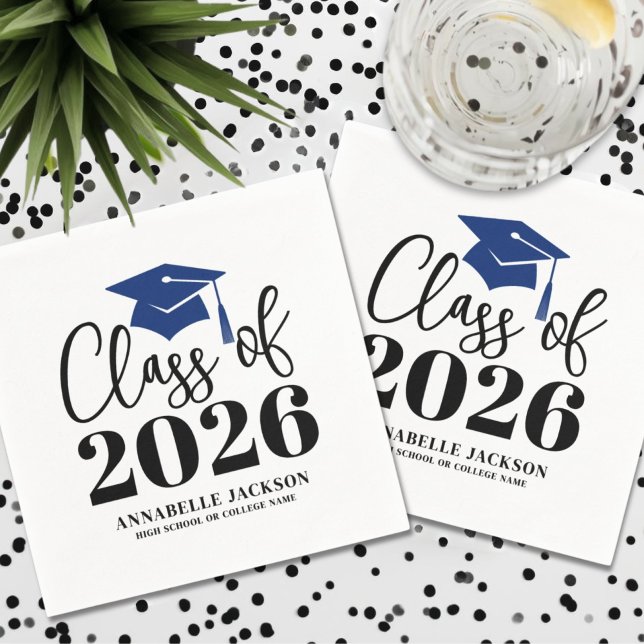 Personalized Blue Graduation Napkins (Personalized Blue Graduation Napkins)