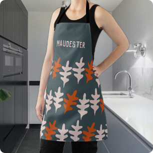 Personalized Blue Gray Orange Abstract Art Pattern Apron