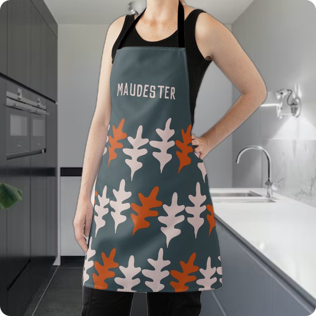Personalized Blue Gray Orange Abstract Art Pattern Apron (Creator Uploaded)