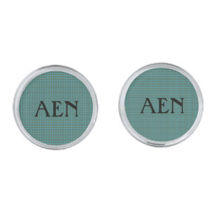 Personalized Blue/Green Brown Black Plaid Men's Cufflinks