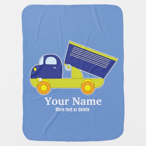 Personalized Blue  Green Construction Dump Truck Swaddle Blanket