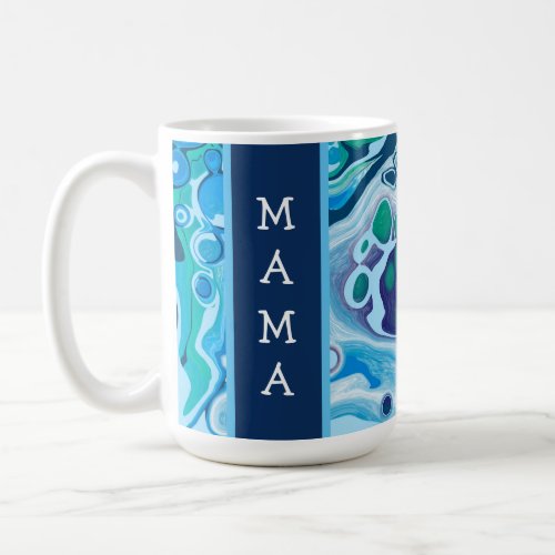 Personalized Blue Green Digital Marble Art    Coffee Mug