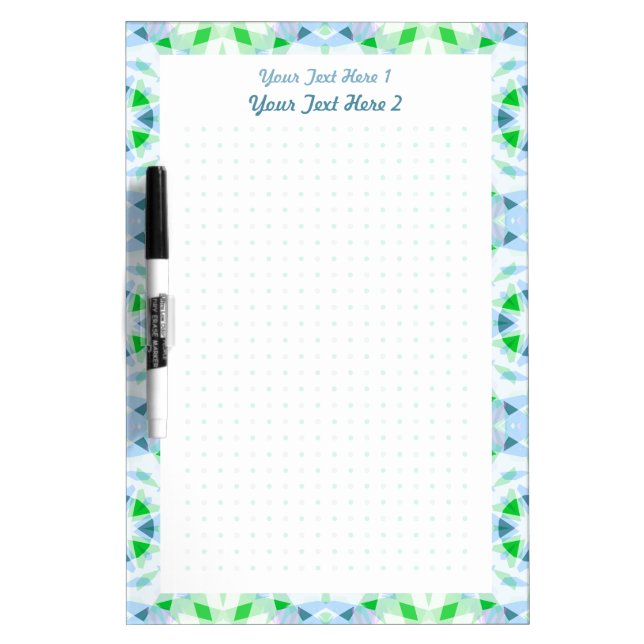 Personalized Blue Green Dot Grid College School Dry Erase Board (Front)