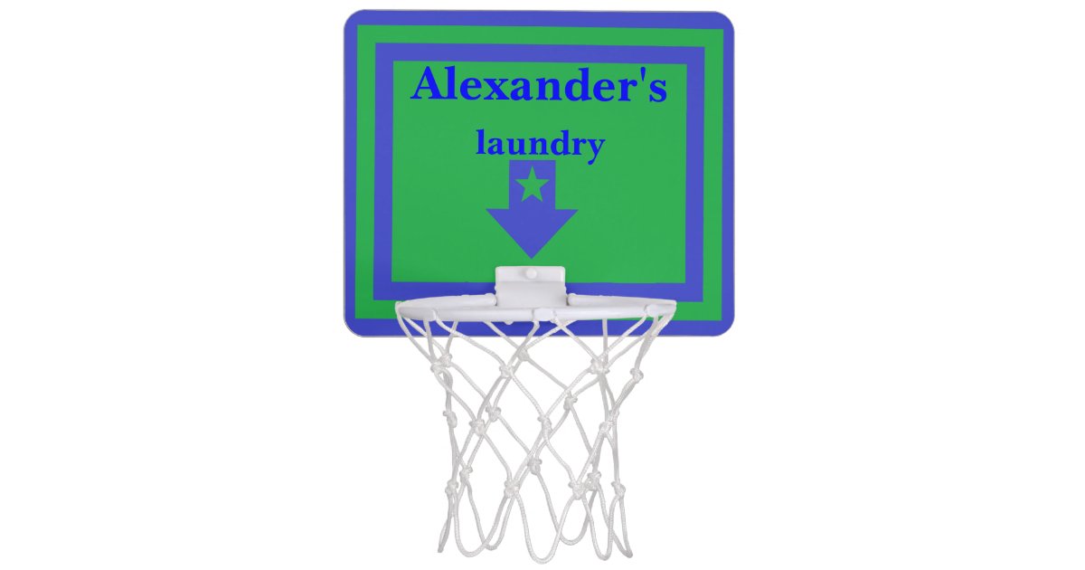 Personalized Blue Green Laundry Basketball Hoop Zazzle Com