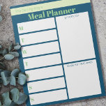 Personalized Blue Green Meal Planner Grocery List Notepad<br><div class="desc">Weekly meal planner in Ocean Blue and Sage Green. This planner pad has 9 white boxes so you can create your daily meal plan as well as your grocery list and ideas for next week. The template for this personalized notepad is set up ready for you to add your name...</div>