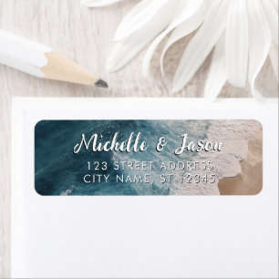 Personalized Blue Green Ocean Summer Beach Waves   Label