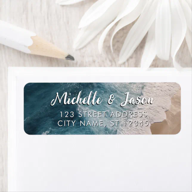 Personalized Blue Green Ocean Summer Beach Waves Label | Zazzle