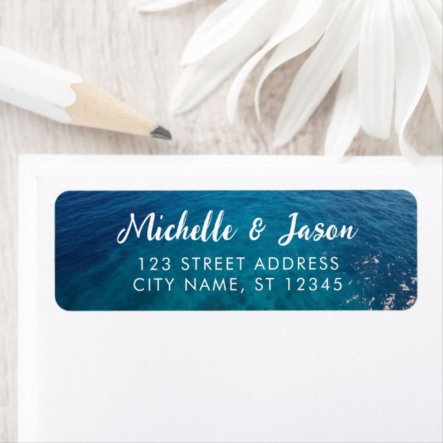 Personalized Blue Green Ocean Summer Beach Waves Label (Insitu)