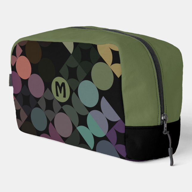 Personalized Blue Green Purple Black Retro Art Dopp Kit (Right Corner)