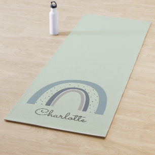 Personalized Blue Green Rainbow Yoga Mat