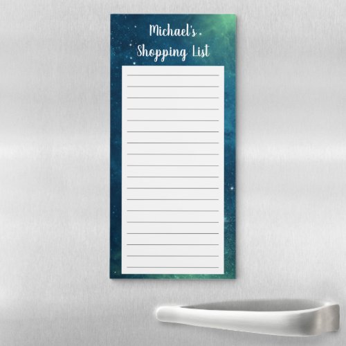 Personalized Blue  Green Space Sky Shopping List Magnetic Notepad