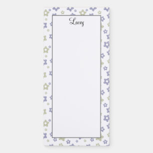 Personalized Blue Green Stars Magnetic Notepad
