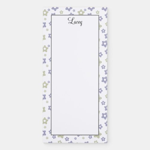 Personalized Blue Green Stars Magnetic Notepad