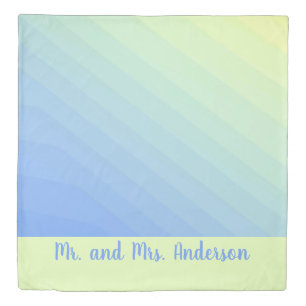 Personalized Blue Green Yellow Ombre Gradient Duvet Cover