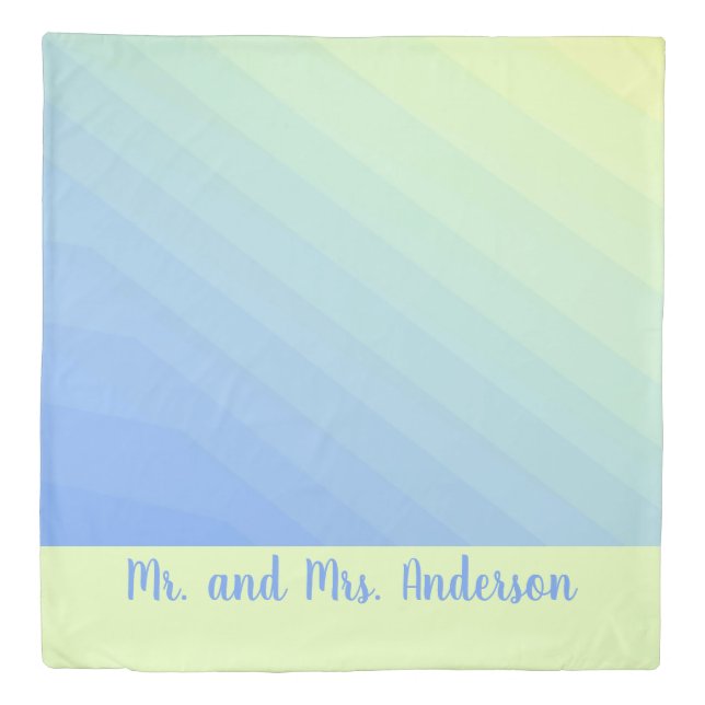 Personalized Blue Green Yellow Ombre Gradient Duvet Cover (Front)
