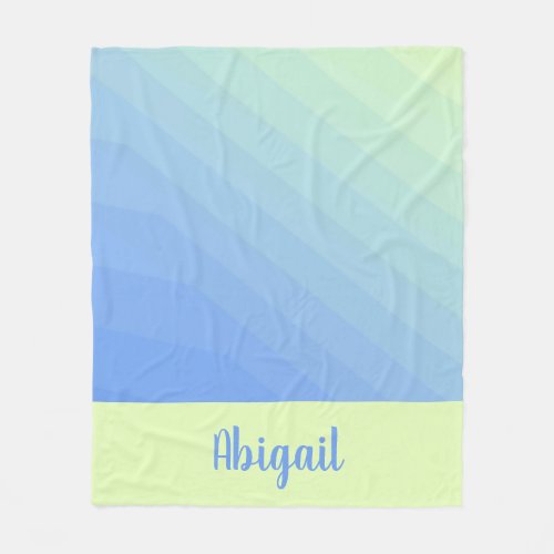 Personalized Blue Green Yellow Ombre Gradient  Fleece Blanket