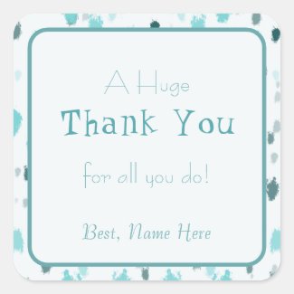 Personalized Blue, Grey Color Splash Art Thank You
