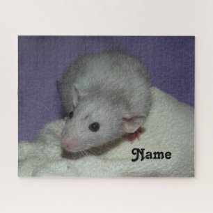 Personalized Blue Grey Dumbo Fancy Pet Rat Jigsaw Puzzle