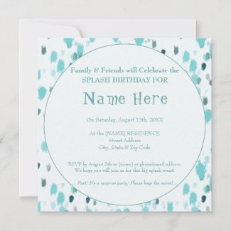 Personalized Blue & Grey Fun Big Splash Birthday  
