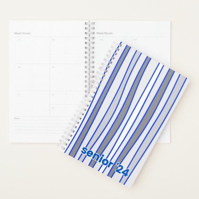 Personalized Blue & Grey Hardcover Spiral Planner (Display)