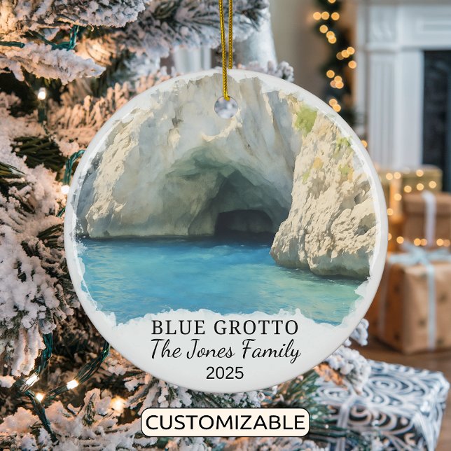 Personalized Blue Grotto Ornament, Italy Ceramic Ornament (Creator Uploaded)