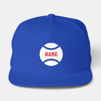 Personalized blue hat with tennis ball logo