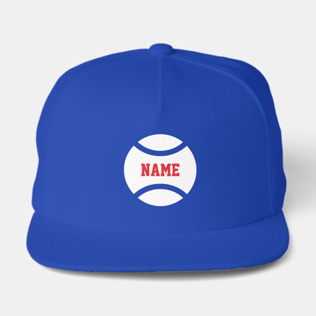 Personalized blue hat with tennis ball logo (Front)