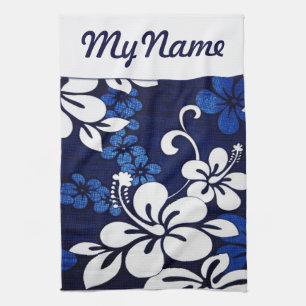 Personalized Blue Hawaii Flowers Towel