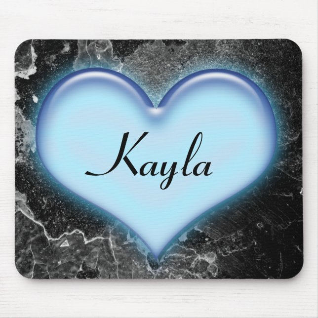 Personalized Blue Heart Mousepad (Front)