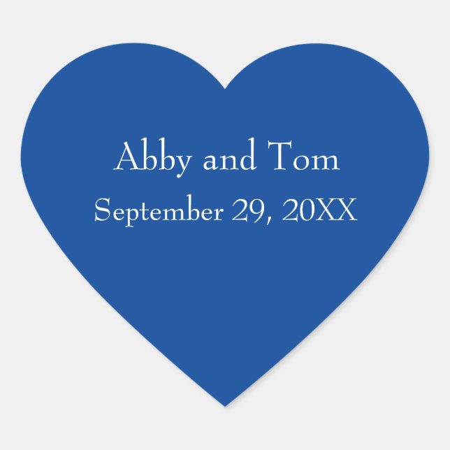 Personalized Blue Heart Stickers Wedding Valentine (Front)
