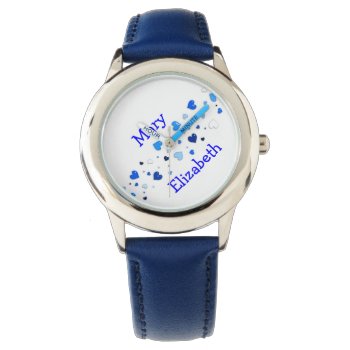 Personalized Blue Heart Watch by Dmargie1029 at Zazzle