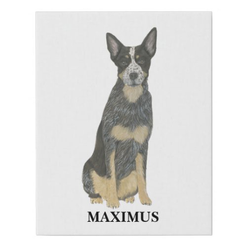 Personalized Blue Heeler Cattledog Faux Canvas Print