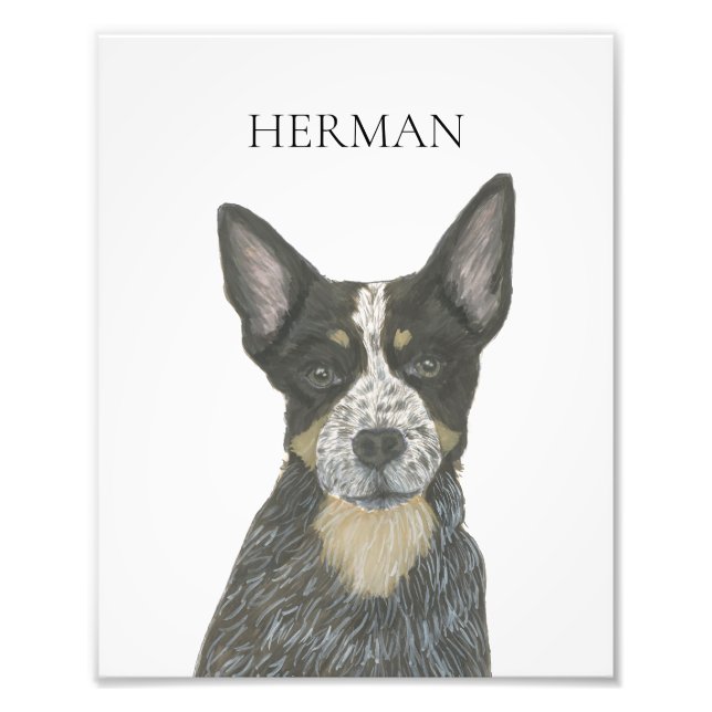 Personalized Blue Heeler Cattledog Photo Print (Front)