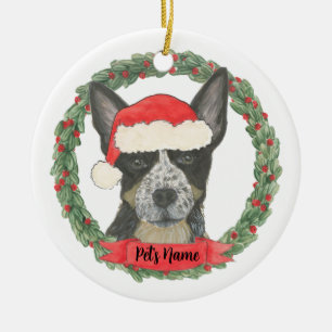 Personalized Blue Heeler Christmas Ceramic Ornament