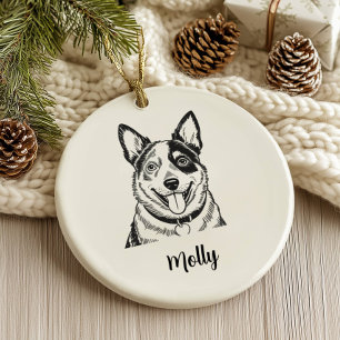 Personalized Blue Heeler Dog Christmas Ceramic Ornament