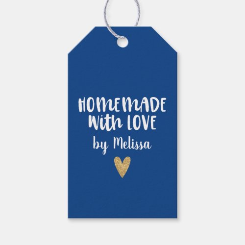 Personalized Blue Homemade With Love Heart Gift Tags