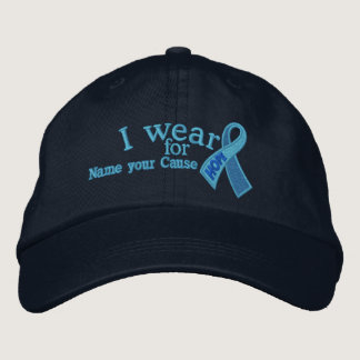 Personalized Blue Hope Ribbon Awareness Your Text Embroidered Baseball Cap