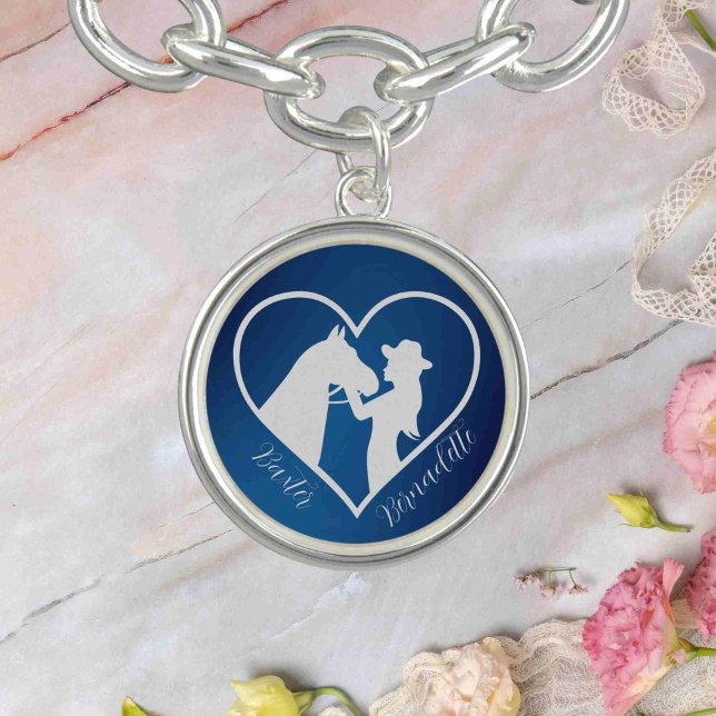 Personalized Blue Horse and Owner Name Bracelet (Creator Uploaded)